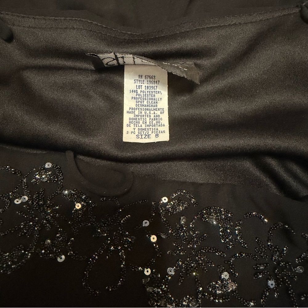 S.L. Fashions Vintage Black Beaded Sequin Cocktail Dress Chiffon LBD Size 8 - Picture 11 of 11